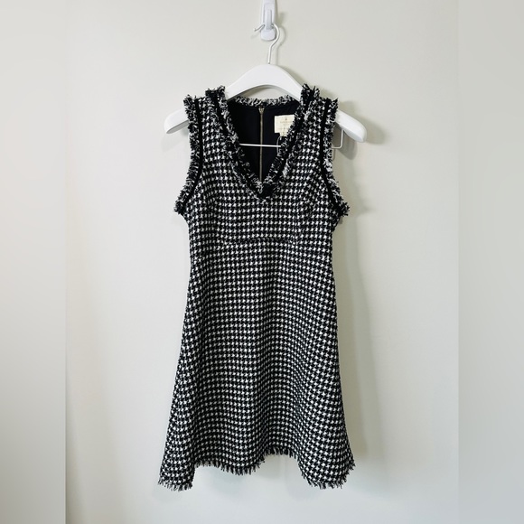 KATE SPADE NEW YORK Metallic Houndstooth Tweed Hourglass Dress Size 6 NWOT - Picture 3 of 11